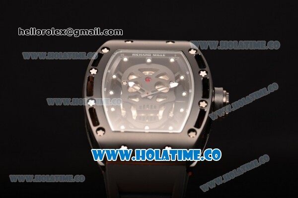 Richard Mille RM 52-01 Miyota Quartz PVD Case with Skull Skeleton Dial and White Markers - Click Image to Close